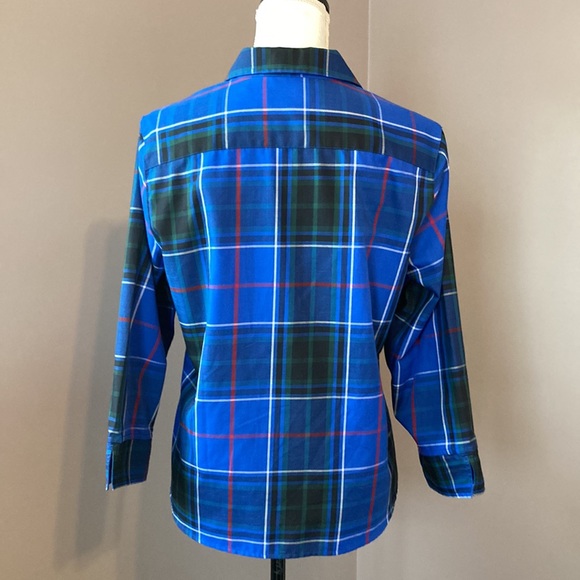 FOXCROFT Blue Plaid Blouse - Picture 3 of 12